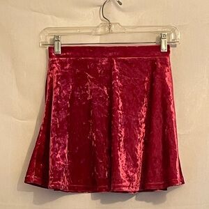 Forever 21 Velvet Skater Skirt in Deep Red